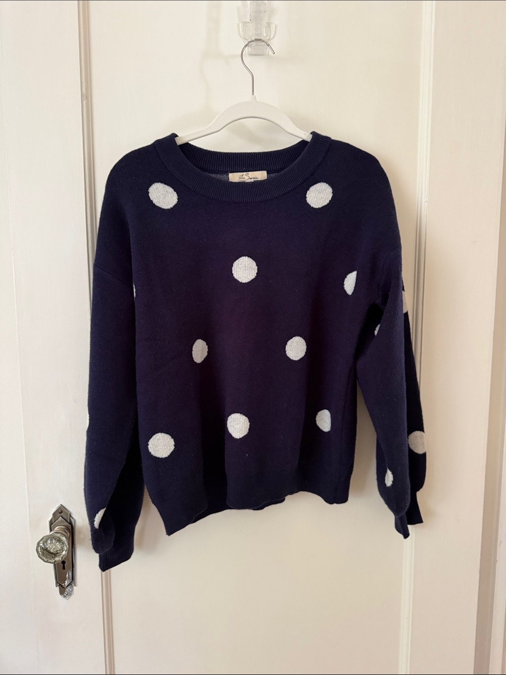 Polka Dot Crewneck Sweater - Navy and White Stitch Fix